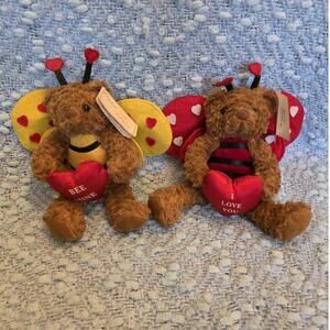 Jerry Elsner Teddy Bears Pair of Love Bug Plush Velvet Touch Collection